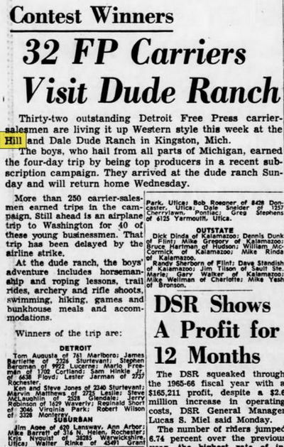 Hill and Dale Ranch - Aug 1966 Contest Winners (newer photo)